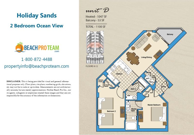 Holiday Sands Floor Plan D - 2 Bedroom Ocean View